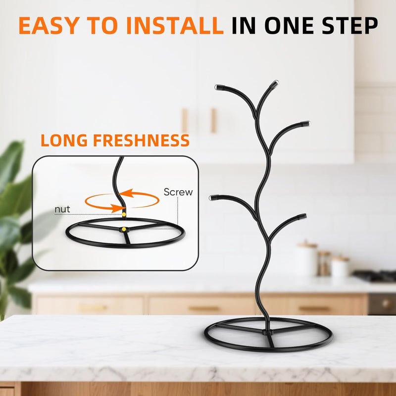 Beesini 2 Pack Mug Holder, Metal Coffee Mug Holders Tree, Decorative Mug Rack, Mug Cup Tree for Kitchen Decor Organizer, Black - Image 4